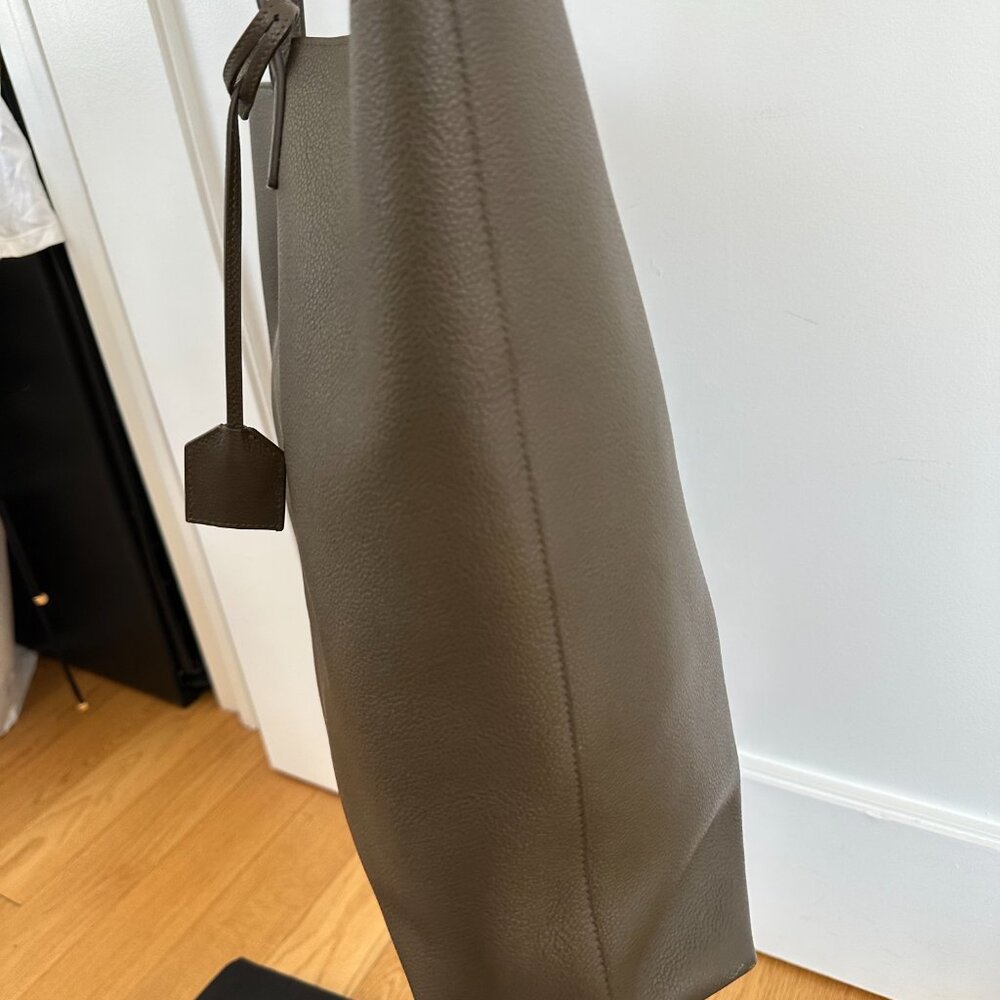 Saint Laurent Bold Shopping Bag With Zipped Pouch Leather Khaki Purse - Picture 7 of 16